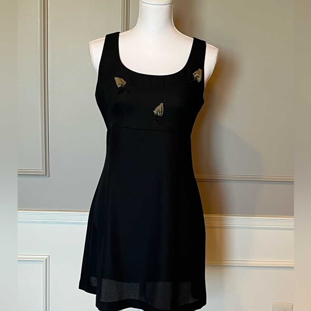 Vintage 90s 5 / 6 All That Jazz homecoming cocktail prom dress black roses